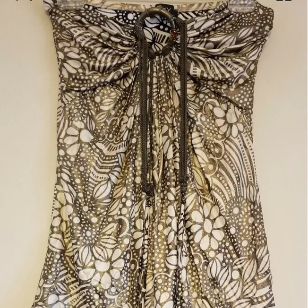 (A66) Silk Snake chain halter top SKY Small